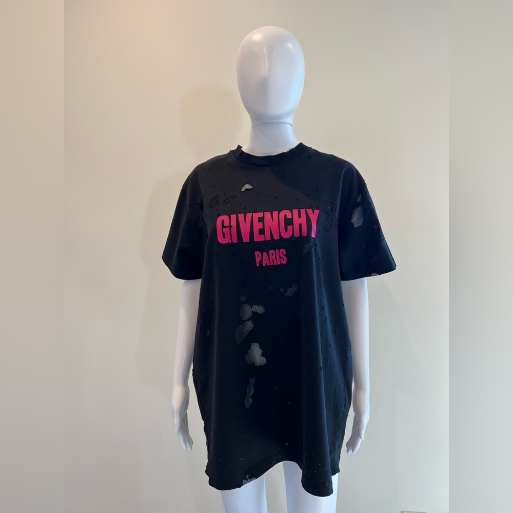 Givenchy distressed logo t-shirt black pink unisex size XS oversized